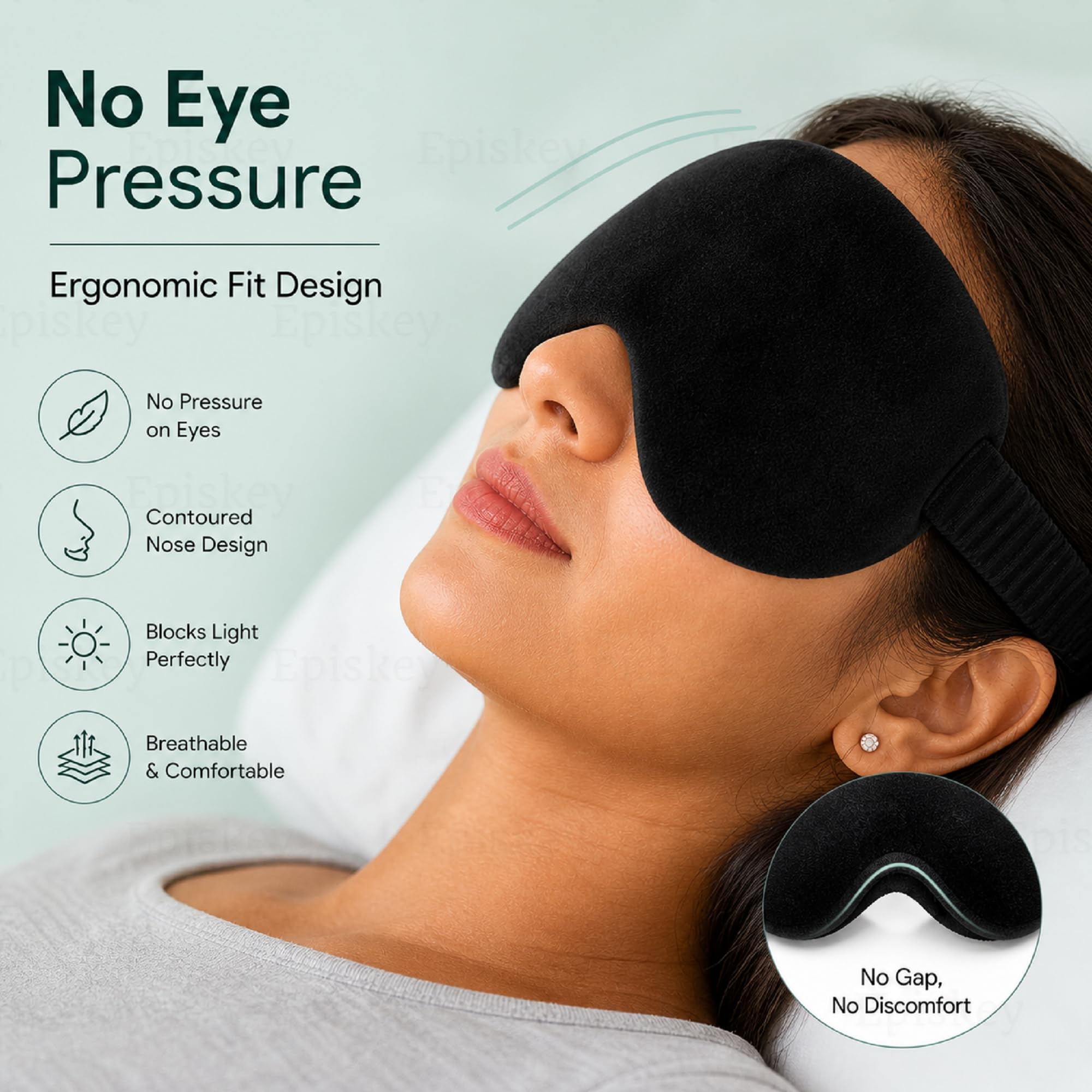 Episkey Premium Velvet Eye Sleep Mask for Men & Women | Soft Eye Mask for Sleeping | Adjustable Strap, 100% Light Blocking | Travel & Relaxation Eye Cover for Deep Sleep (BLCK_VLVT) 2