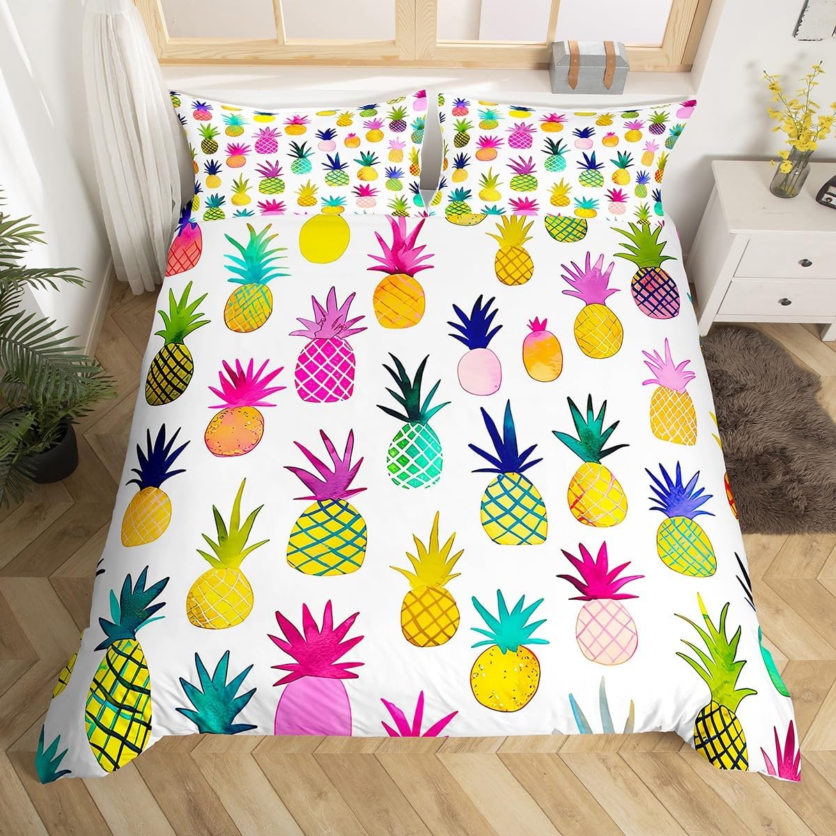 Erosebridal Cartoon Cat Bedding Set Cute Animal Duvet Cover for Kids Child Boys Girls, Lovely Kitten Comforter Cover Balck White Grey Quilt Cover Funny Cat Lover Bedroom Decor Full Size