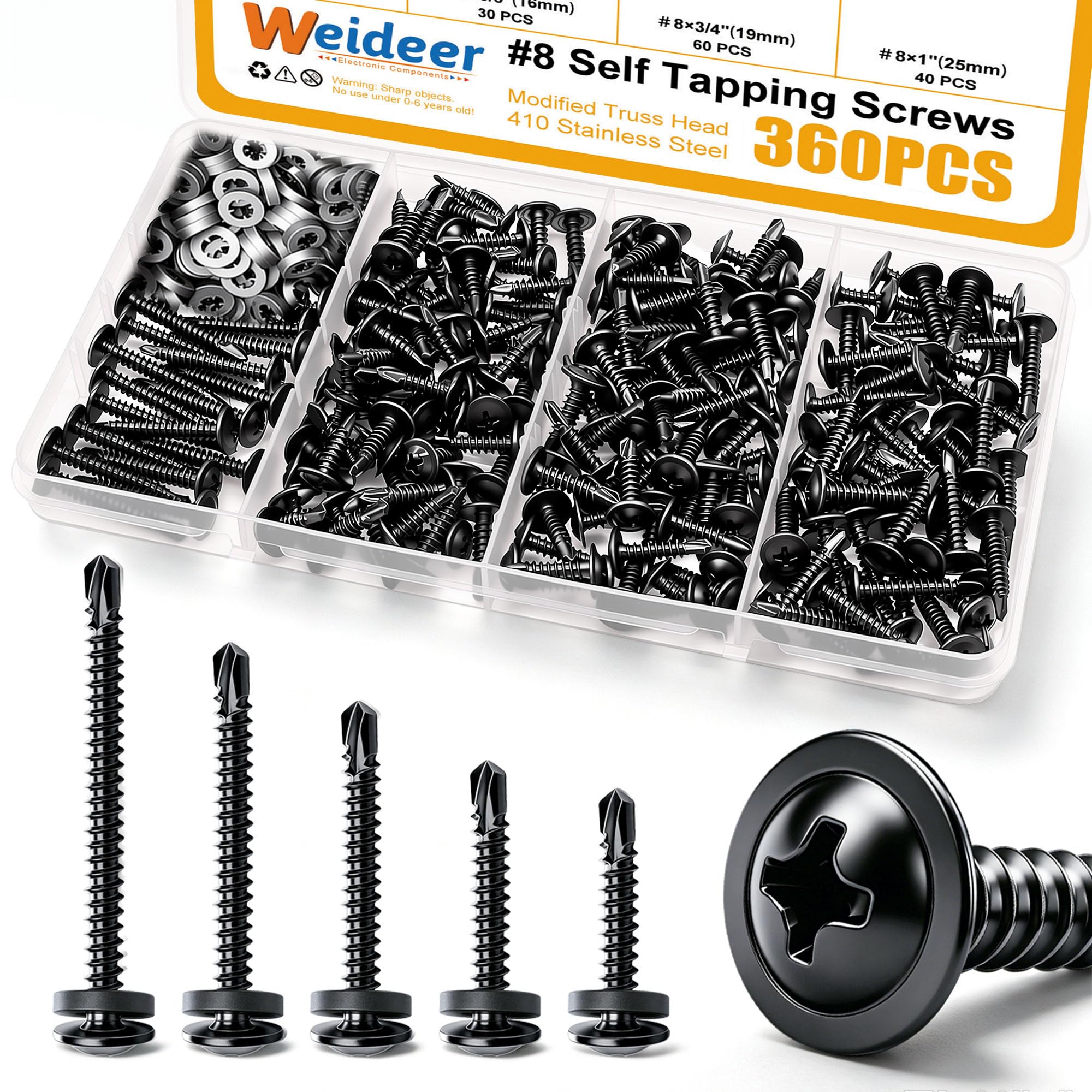 Self-Tapping Stainless Steel Screws - 250 Pack -14