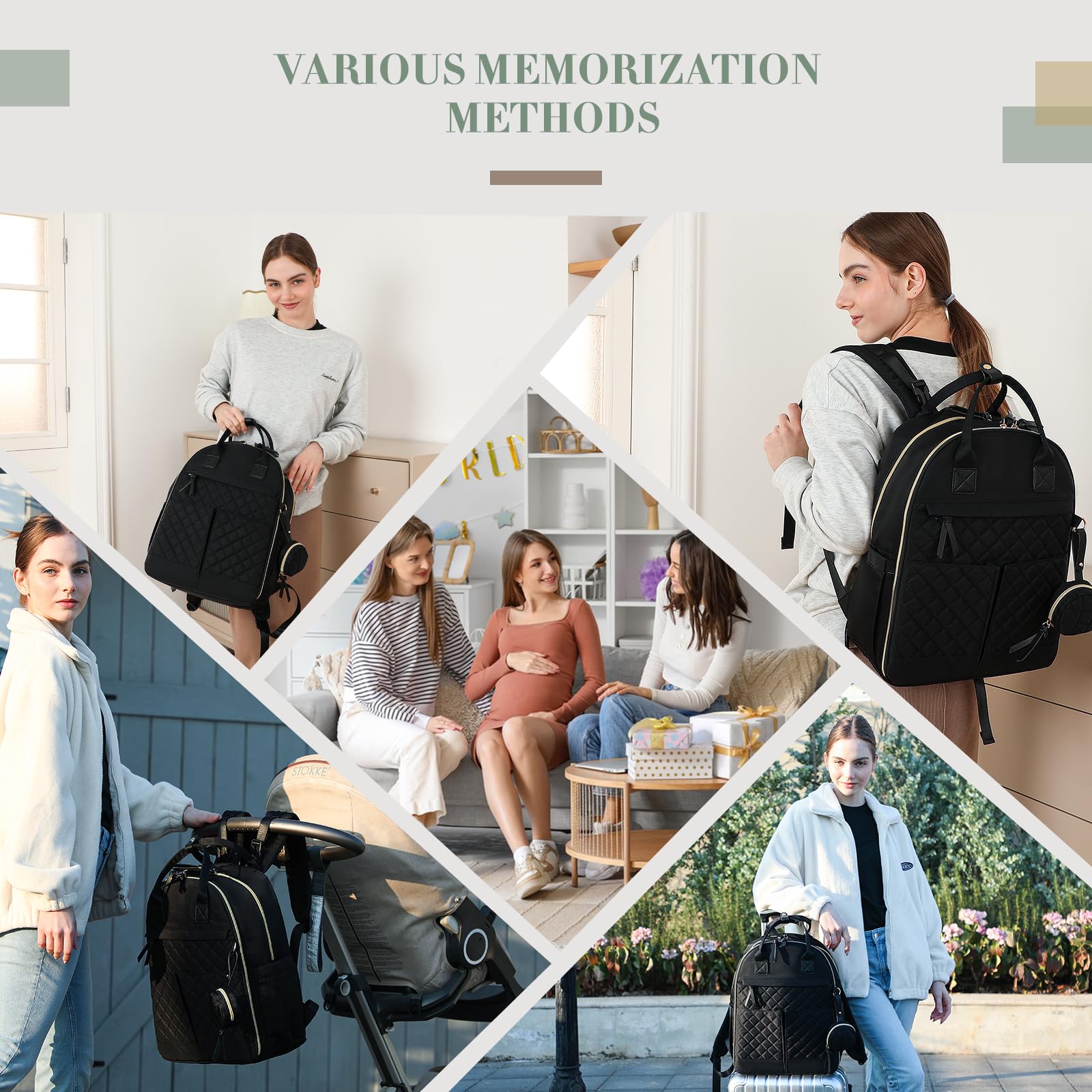 ILCOLPO Diaper Bag Backpack, Baby Diaper Bag with 18 Pockets, Large Baby Bag Backpack for Girl Boy, Waterproof Diaper Bag with Changing Pad,Wet Dry Bag, Black