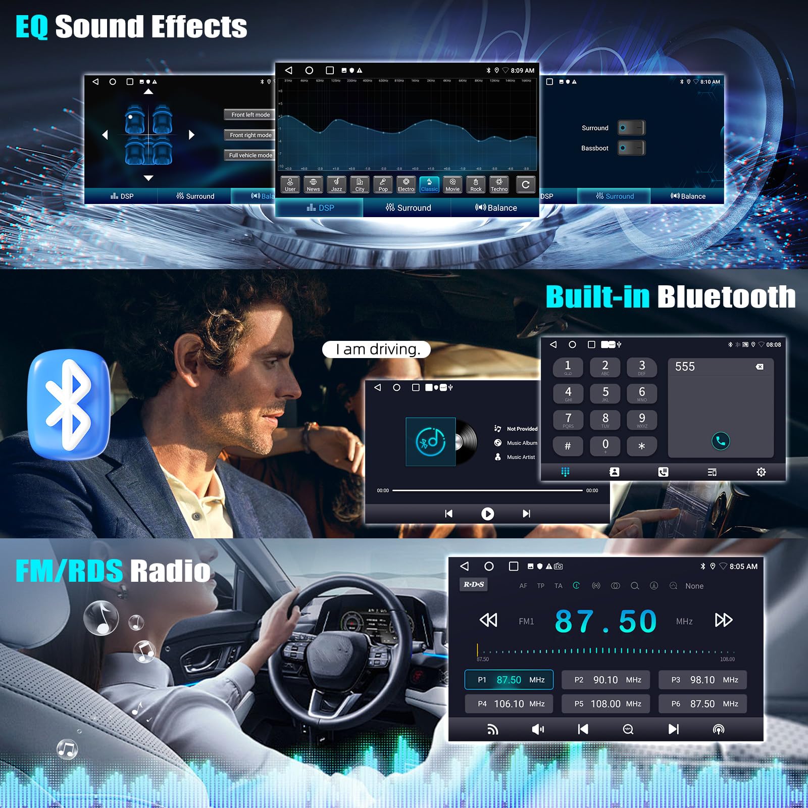 CAMECHO 2+64GB 7 Pulgadas Android 15 Autoradio para Porsche 911 Boxster Cayman con CarPlay Inalámbrico Android Auto, GPS, Bluetooth Wi-Fi RDS FM y Sonido EQ, Pantalla Táctil HD