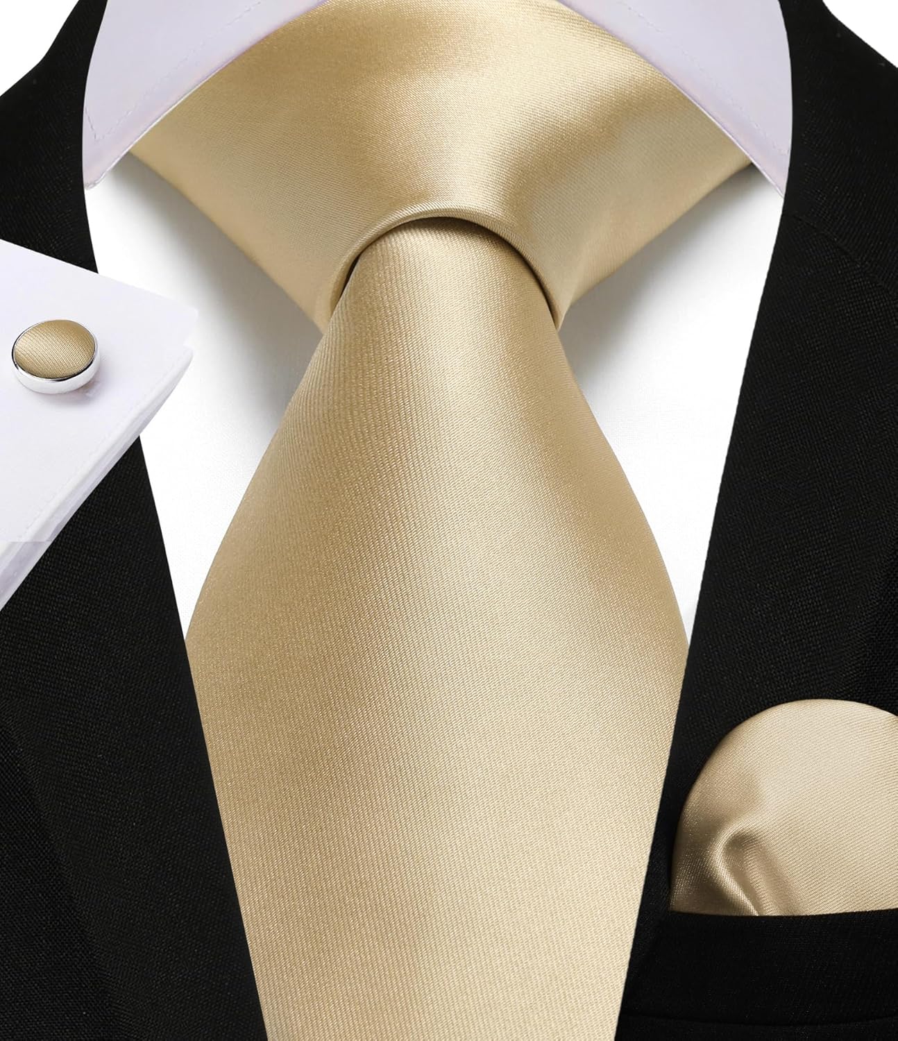 Enlision Mens Ties Solid Color Satin Necktie Ties for men Handkerchief Cufflinks Pocket Squares for Wedding - Image 7