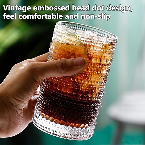 Miniatura 4 de Hobnail - Juego de 8 vasos de vidrio de 12 onzas y vasos de cóctel de 10 onzas, vasos de agua, cristalería de cocina, vasos vintage para whisky,