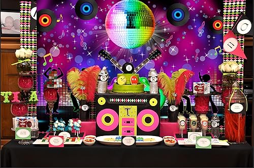 Miniatura 6 de Caaerttply Telón de fondo de discoteca de los años 90 para fotografía de los años 80 Let's Glow Hip Hop Party Theme Telón de fondo de fotos de 10 x