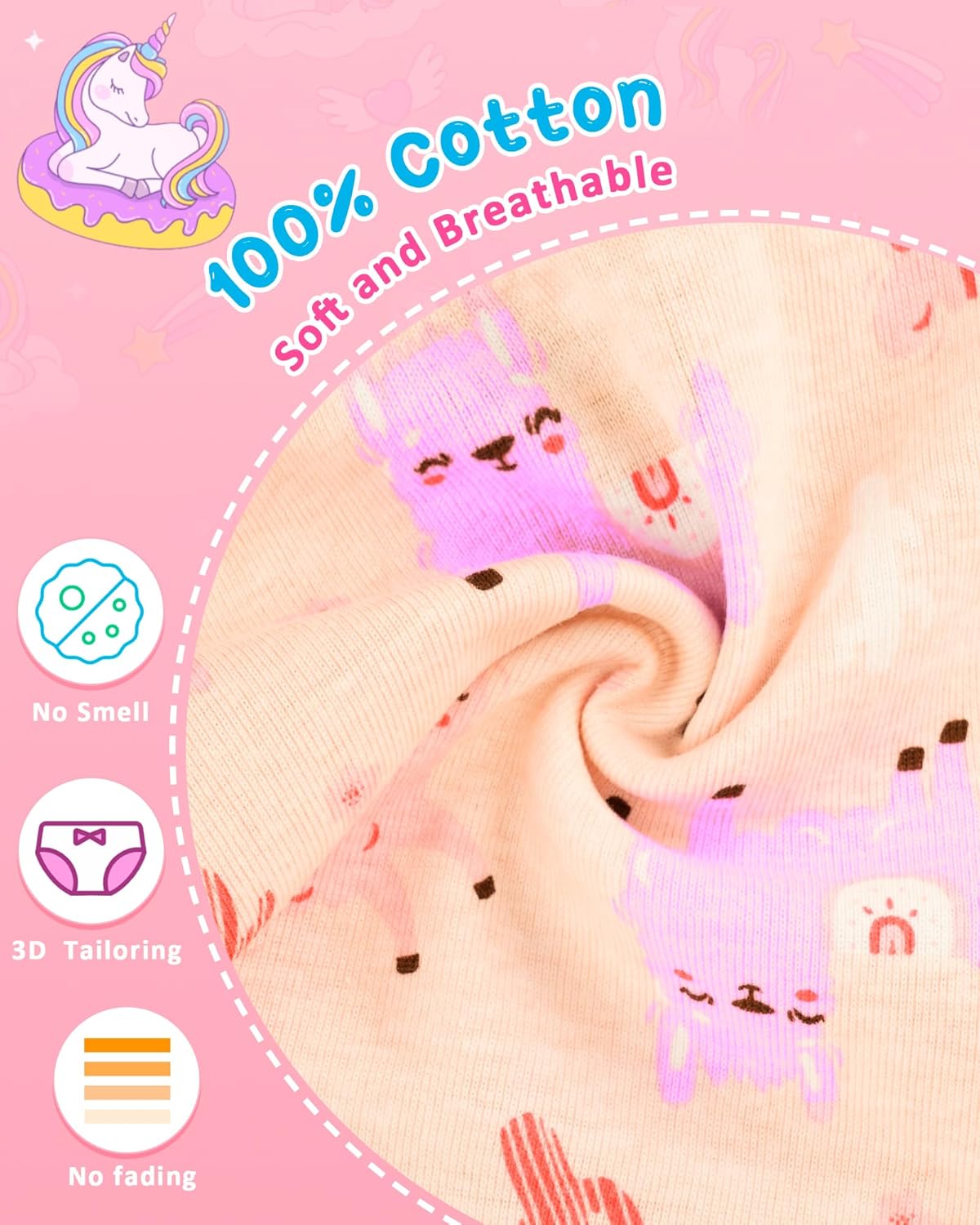 100% Cotton Girls Underwear Tagless Comfort Toddler Panties (6-Pack) - Image 3