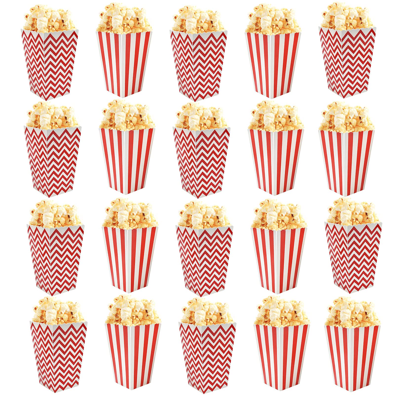 Popcorn Boxes, 20Pcs Popcorn Bags Reusable Popcorn Bucket Popcorn Favor Boxes for Movie,Parties, Sweets, Kids, Gifts, Birthday, Wedding