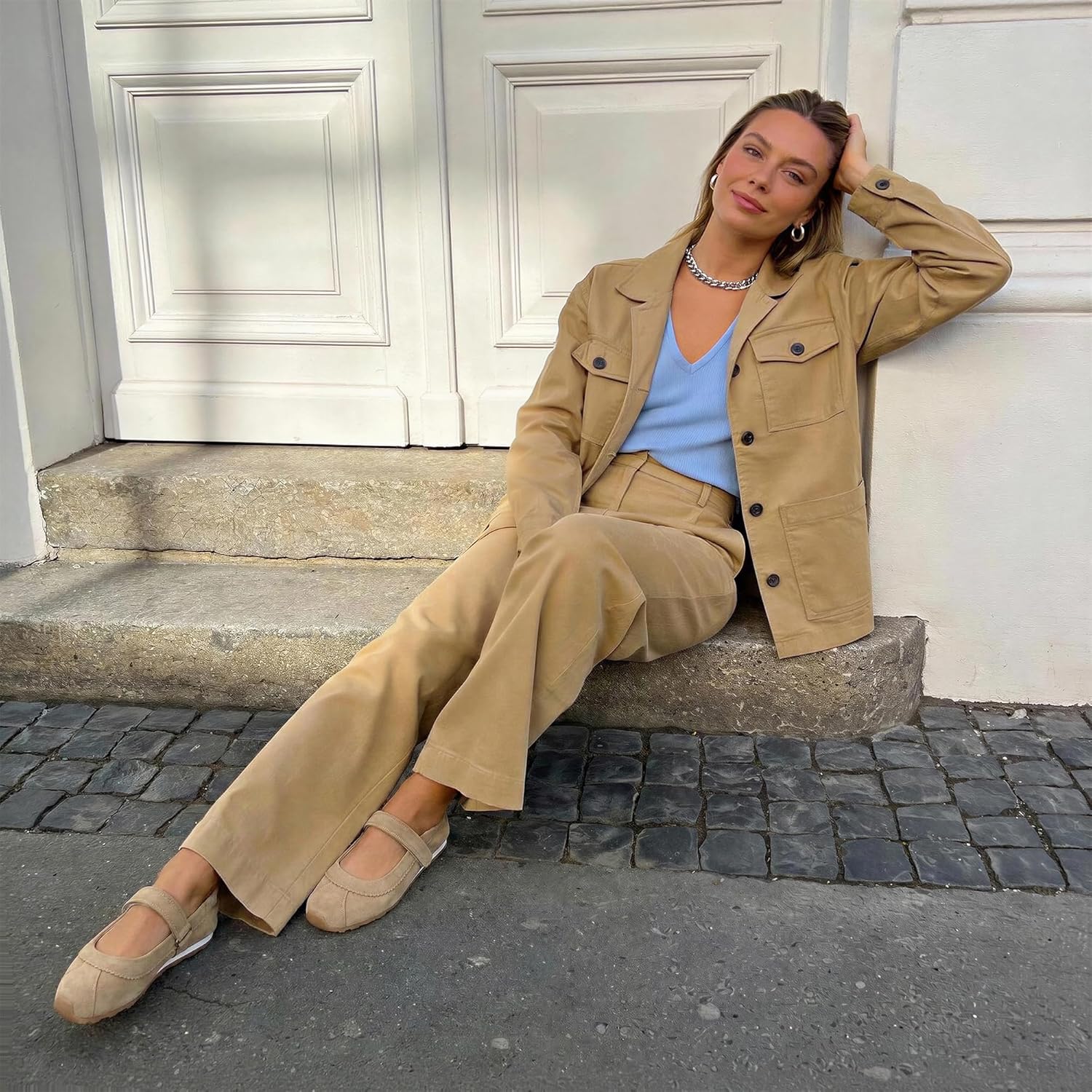 Mary Jane Sneakers Flats Dressy Shoes for Women Comfortable Slip On Casual Fashion Sneakers - Image 7