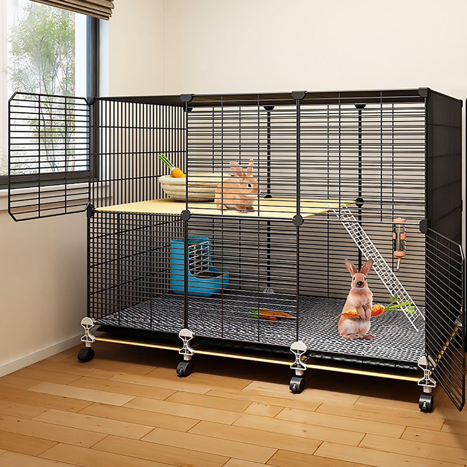 Rabbit♡　1005 Rabbit Cage Indoor Bunny Hutch, DIY Encrypted Rabbit Cage