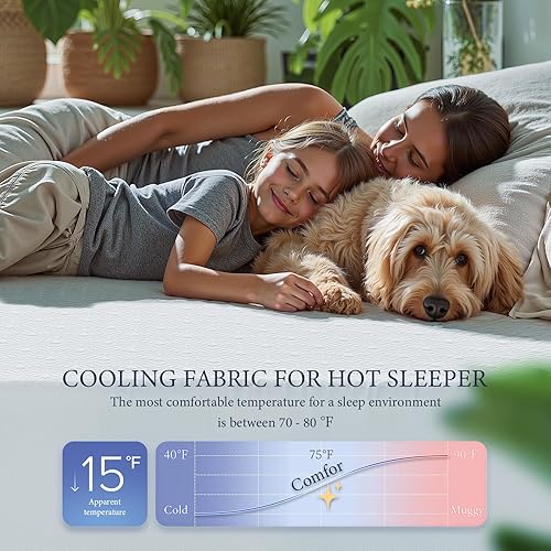 Miniatura 8 de Protector de colchón impermeable, 2 fundas de almohada de 20 x 28 pulgadas, funda de cama de enfriamiento con bolsillo profundo, lavable,