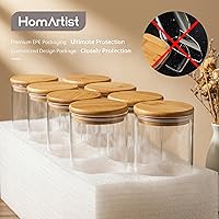 Vista 8 de Tarros de vidrio con tapas de bambú de 28 onzas líquidas [Juego de 8], recipientes de vidrio con tapas herméticas, recipientes de vidrio