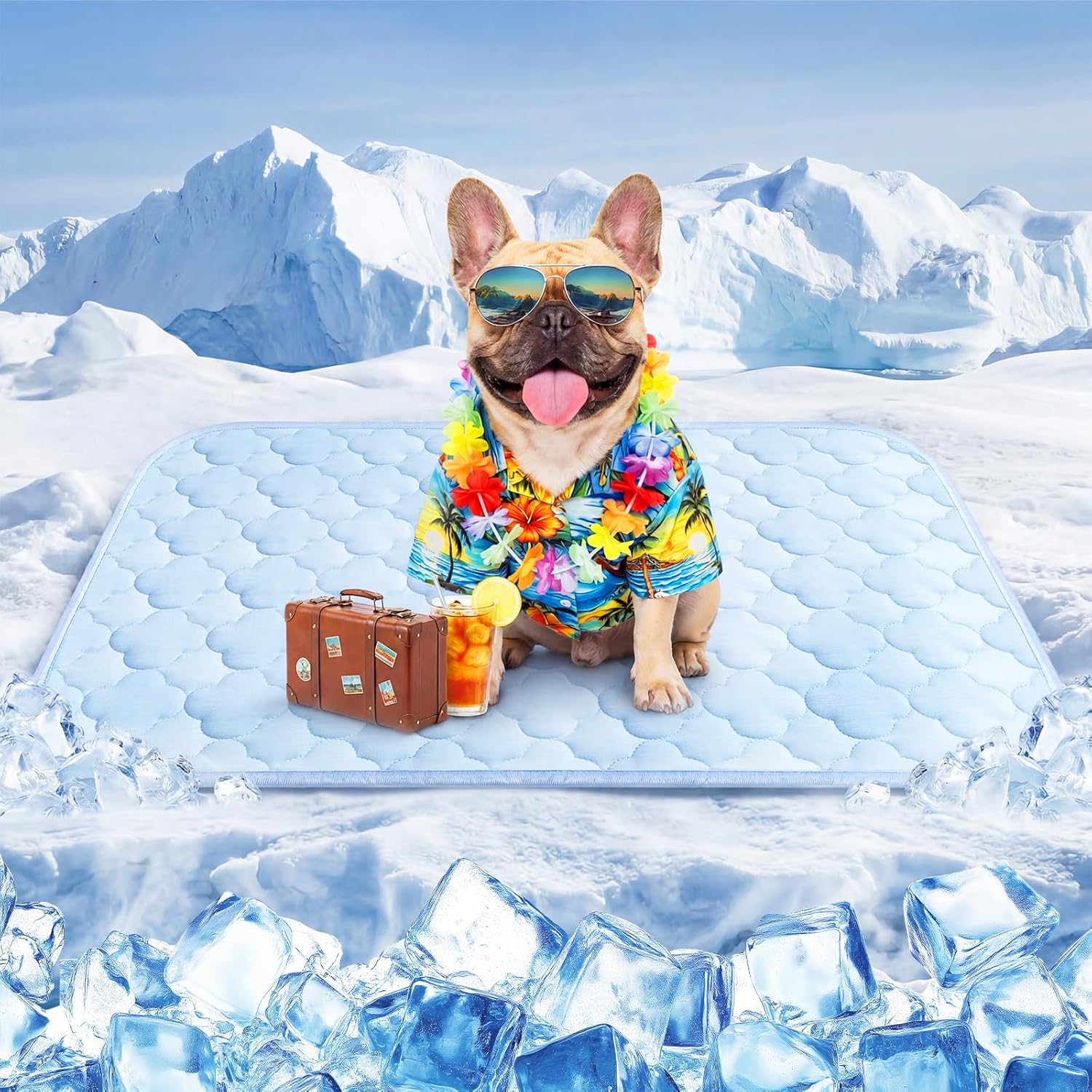 Pet Cooling Mats for Dogs, Cooling Pet Bed Outdoor & Indoor Use with Ice Silk Fabric & Waterproof Cover, Summer Cool Pad for Dogs Cats 29" x 18", Non-Slip Washable Pet Blanket for Crate Kennel Travel