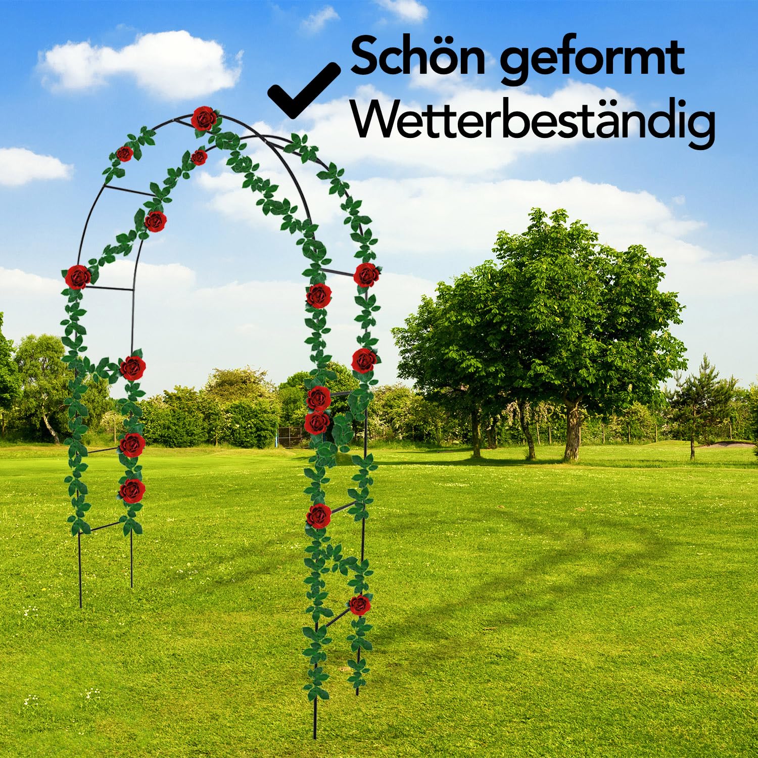 vidaXL Tuinboog met poort rozenboog prieel boog, gazon