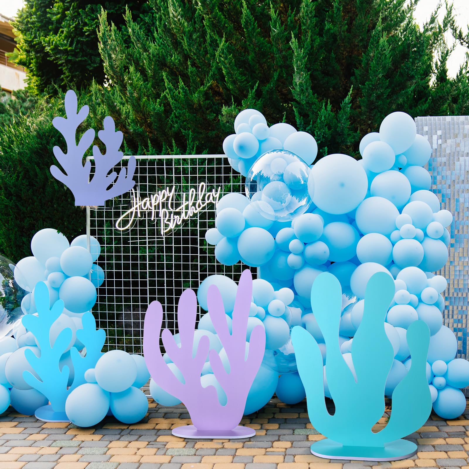 Prasacco 24 Décos Fête Sirène En Feutre – Centre De Table DIY Sous-Marin, Hippocampe, Étoile De Mer, Algues & Corail – Idéal Pour Anniversaire Et Baby-Shower