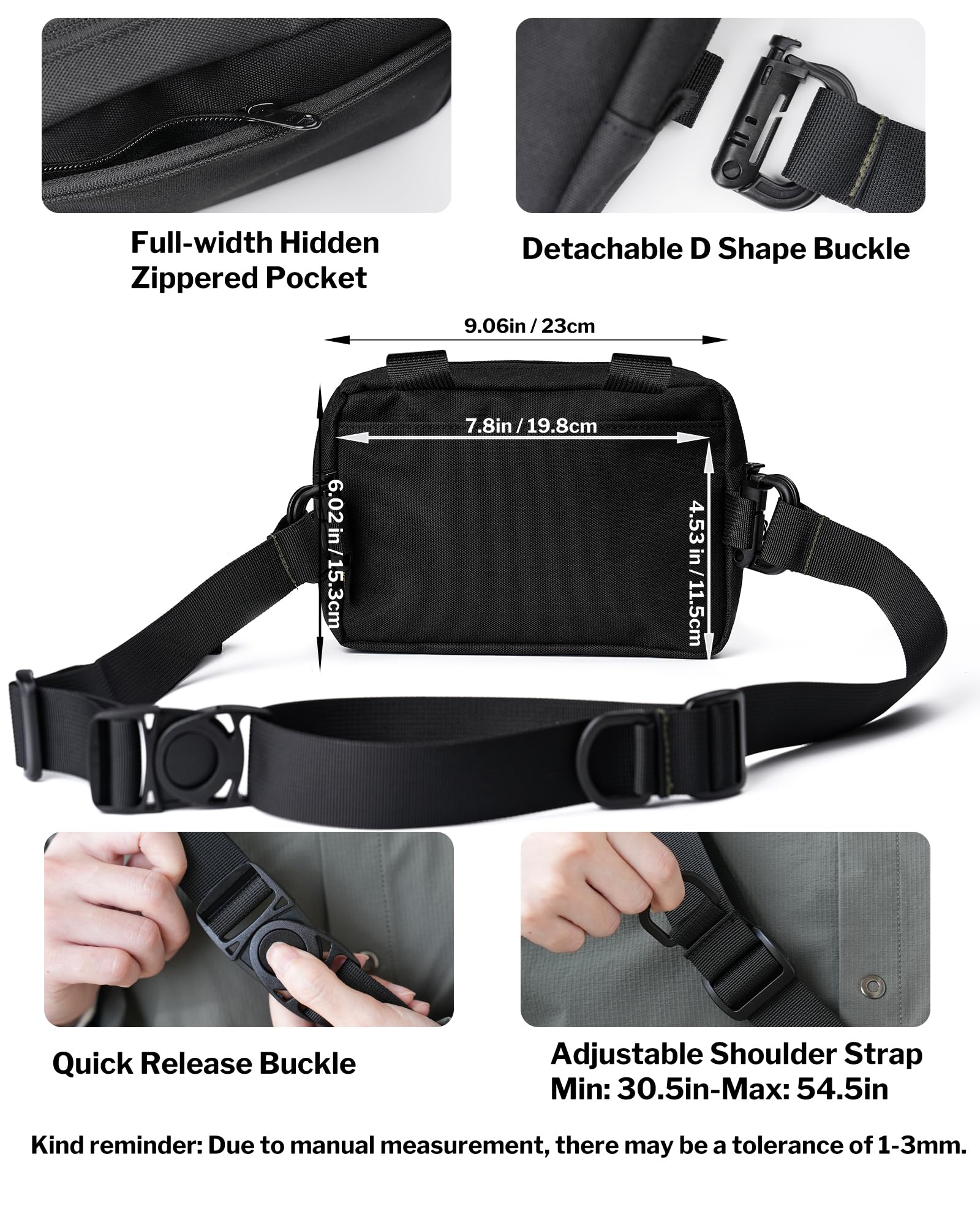 VIPERADE CHW2 Sac Banane pour Homme avec 7 Poches, Sac de Ceinture Utilitaire EDC, Sac de Hanche extérieur, Sangle réglable, Sac Banane en Nylon pour Voyage, randonnée, Camping
