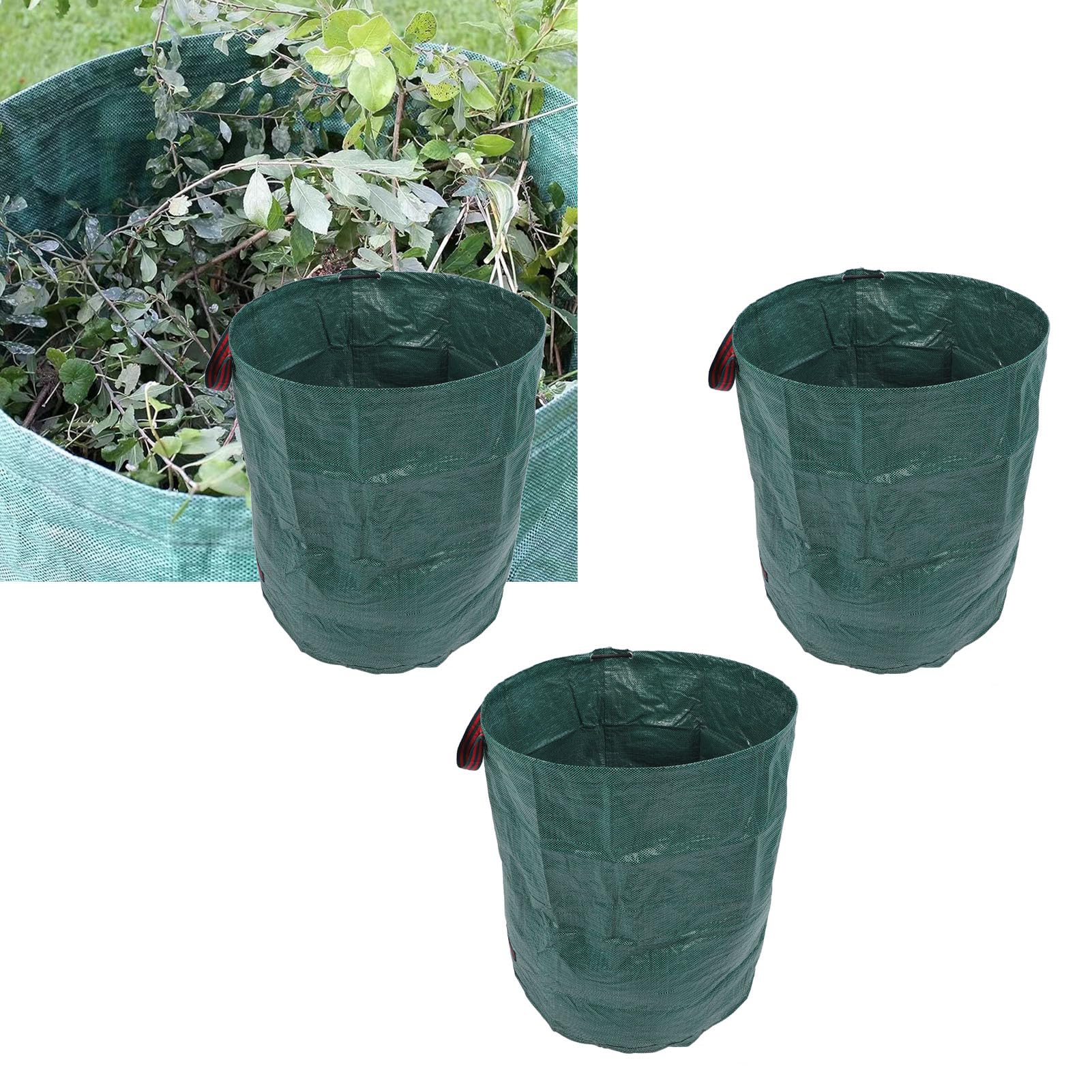 3 bolsas de jardín reutilizables de polipropileno de gran capacidad, contenedor de basura para recoger hojas, recortes, desechos y otros residuos de jardín, almacenar juguetes de peluche, lavandería