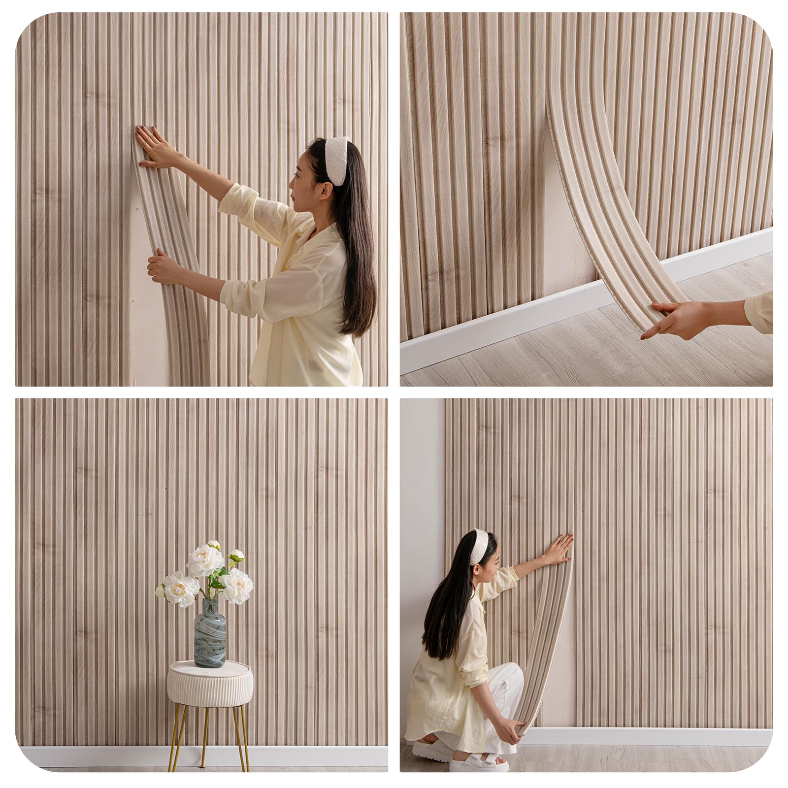 Panneaux muraux rembourrés, 11 mm d'épaisseur, anti-collision autocollant, coussin en mousse souple 3D, protection des bords muraux, protection murale, 16 cm x 2,8 m (grain)