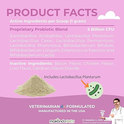 Miniatura 6 de Probióticos para perros y cachorros extra fuerte 9 especies, 5 mil millones de UFC por cucharada de probióticos para perros y enzimas digestivas