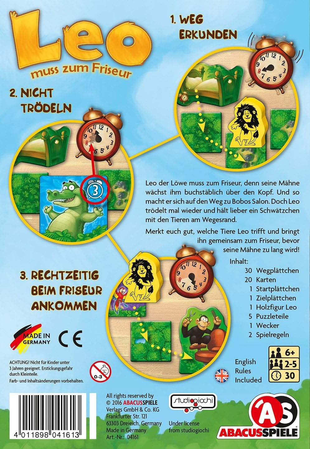 Abacus Spiele ABA04161 Leo muss Zum Friseur Nominiert Kinderspiel 2016" Game