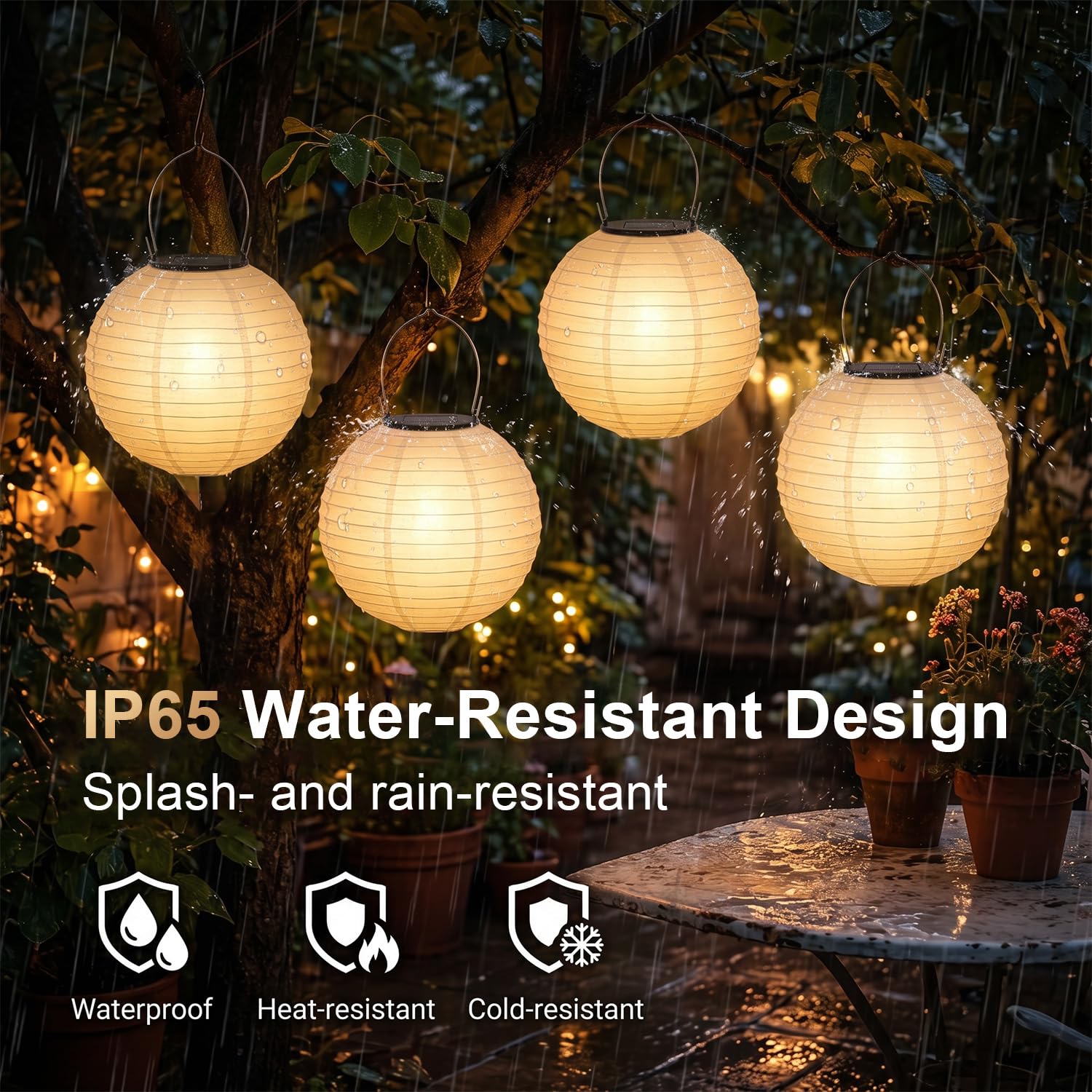 Macchiatto Lampiony solarne LED, do użytku na zewnątrz, odporne na warunki atmosferyczne, 4 sztuki, 20 cm, wodoszczelna, ciepła biel, wisząca latarnia ogrodowa, oświetlenie ogrodu, na taras, wesele