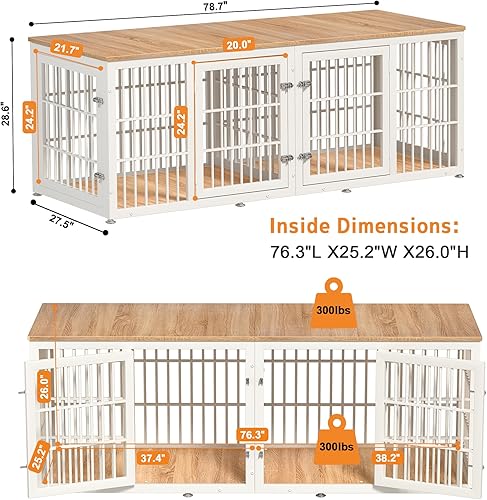 Miniatura 94 de Mueble de jaula de perro resistente de 42 pulgadas para perros grandes y medianos, mesa auxiliar decorativa para casa de mascotas, muebles de madera