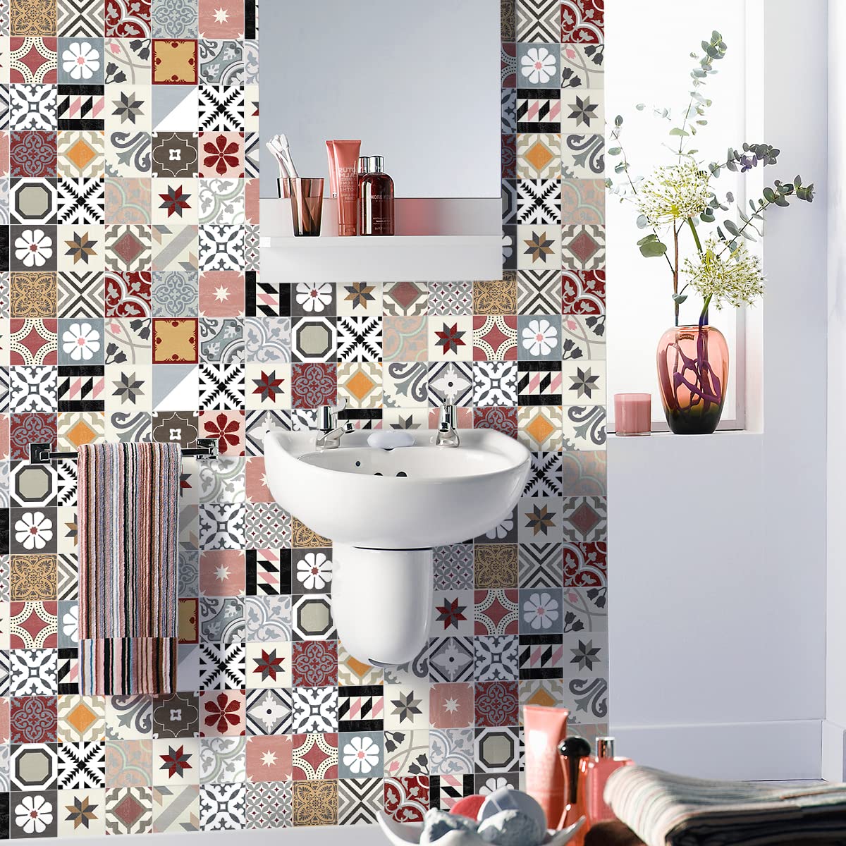 Ambiance Aulani 60 Adhesive Wall Tile Stickers for Kitchen and Bathroom – 90 x 150 cm