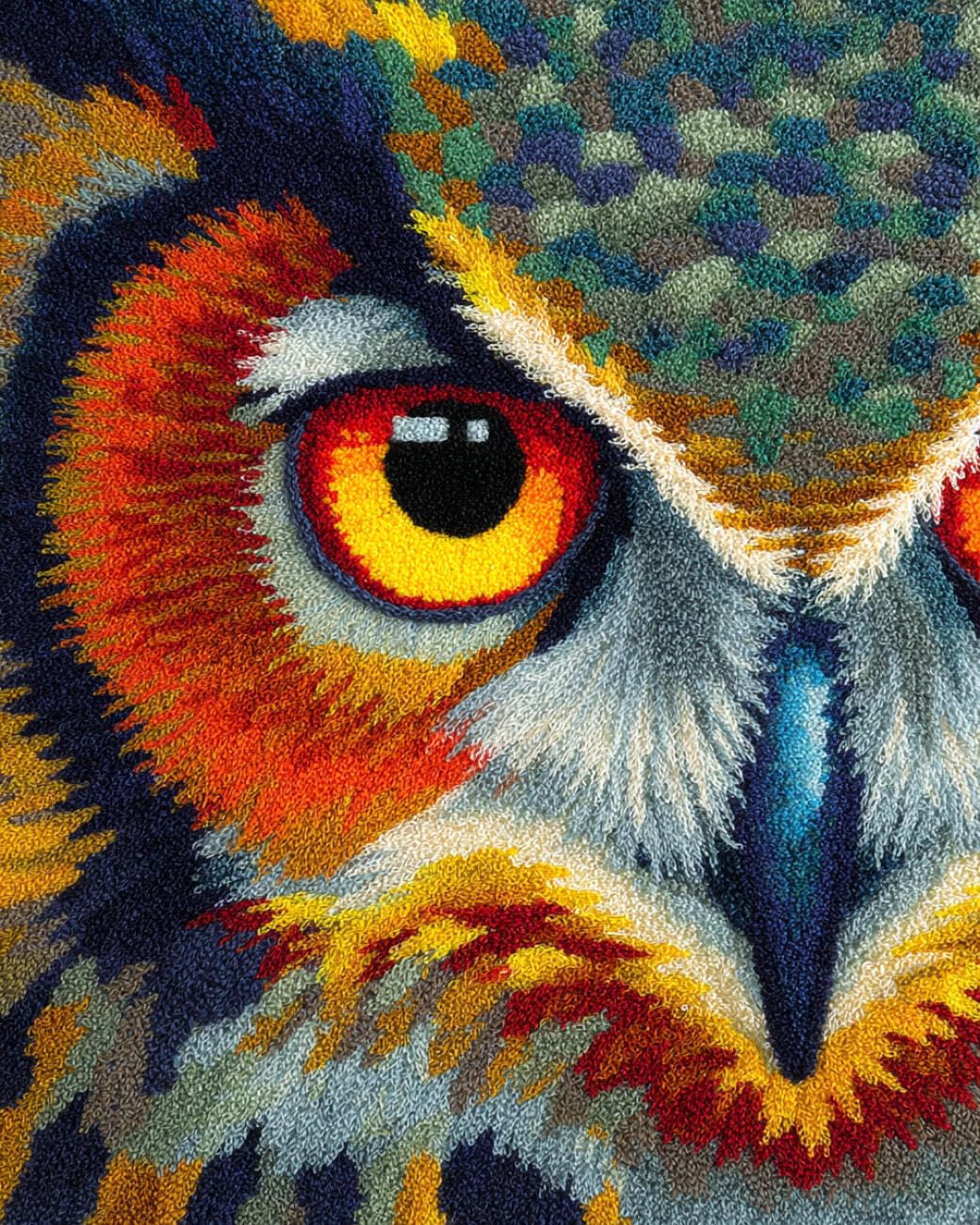 Henypt DIY Latch Hook Rug Kits Colorful Owl 80x160cm