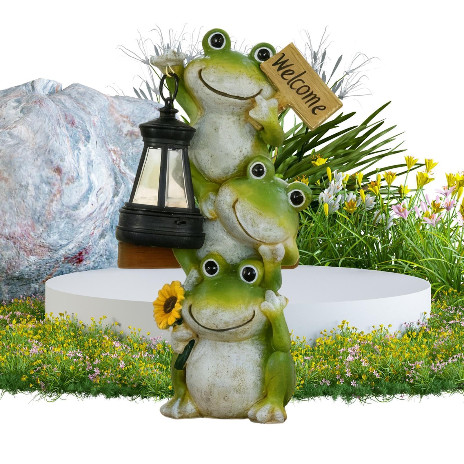 Lampe solaire grenouille jardin pour baliser un sentier sombre et sol