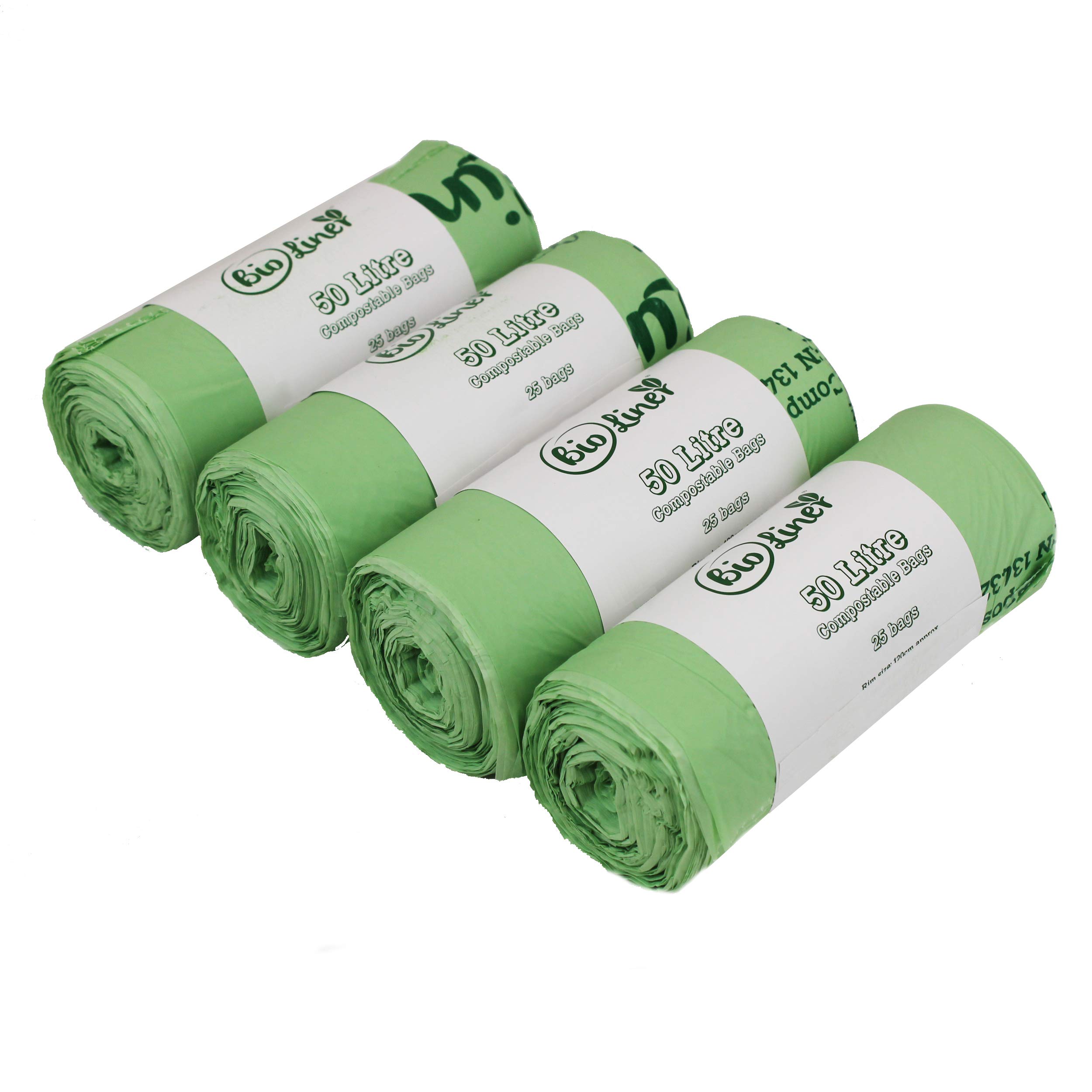 100 x Bioliner 50 Litre Compostable Swing Bin/Caddy Liners –4 Rolls