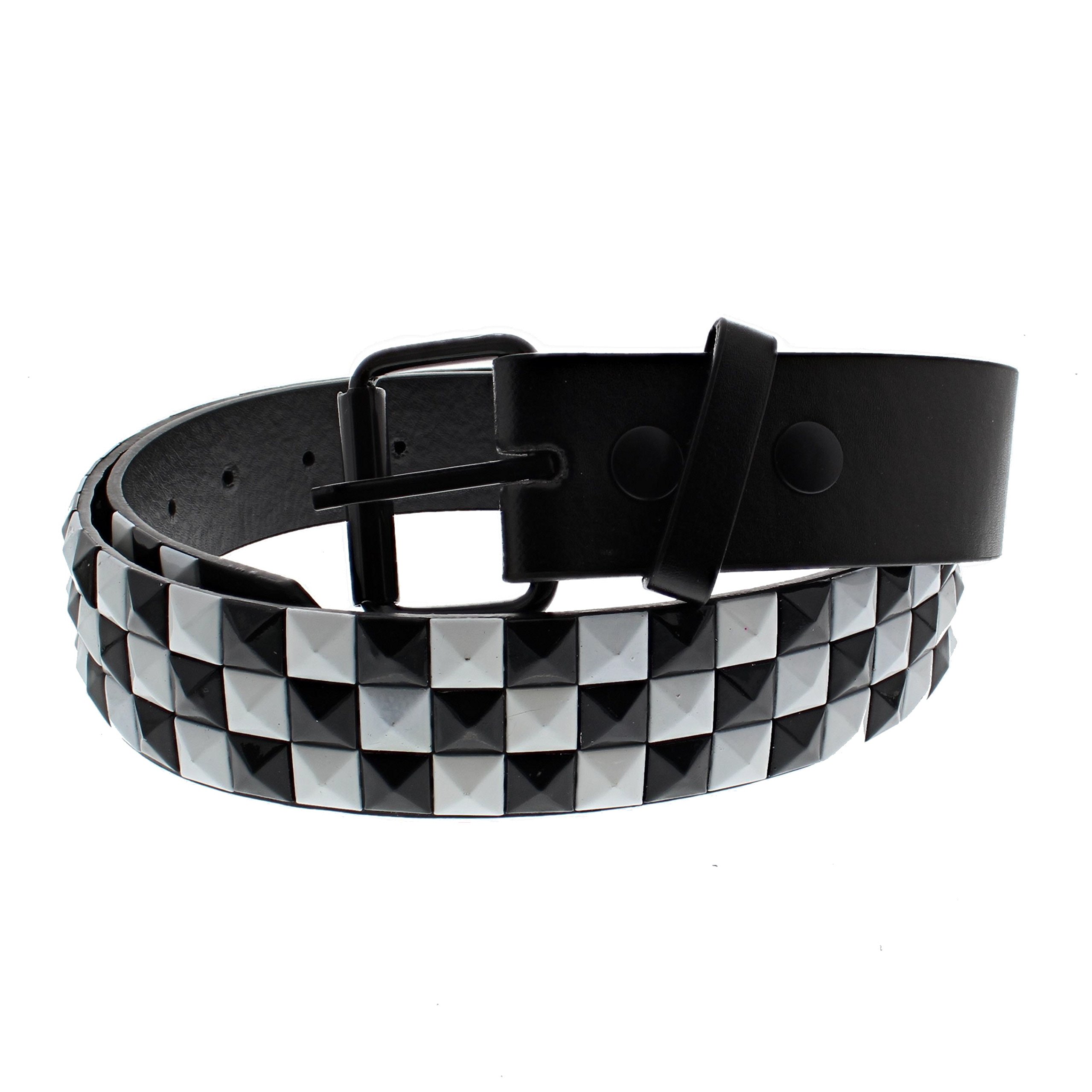 Zac's Alter Ego Bicolour Chessboard 3 Row Pyramid Studded Belt