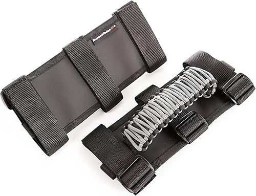 Miniatura 2 de Rugged Ridge 13505.30 Paracord - asa de cable de paracaídas (2 unidades), color negro, Roll Bar Mount, GrisNegro