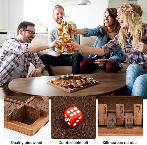 Miniatura 3 de ropoda Juego de mesa de dados de 4 vías de 12 pulgadas (2-4 jugadores) para niños y adultos juego de mesa grande de madera de 4 caras, 8 dados +