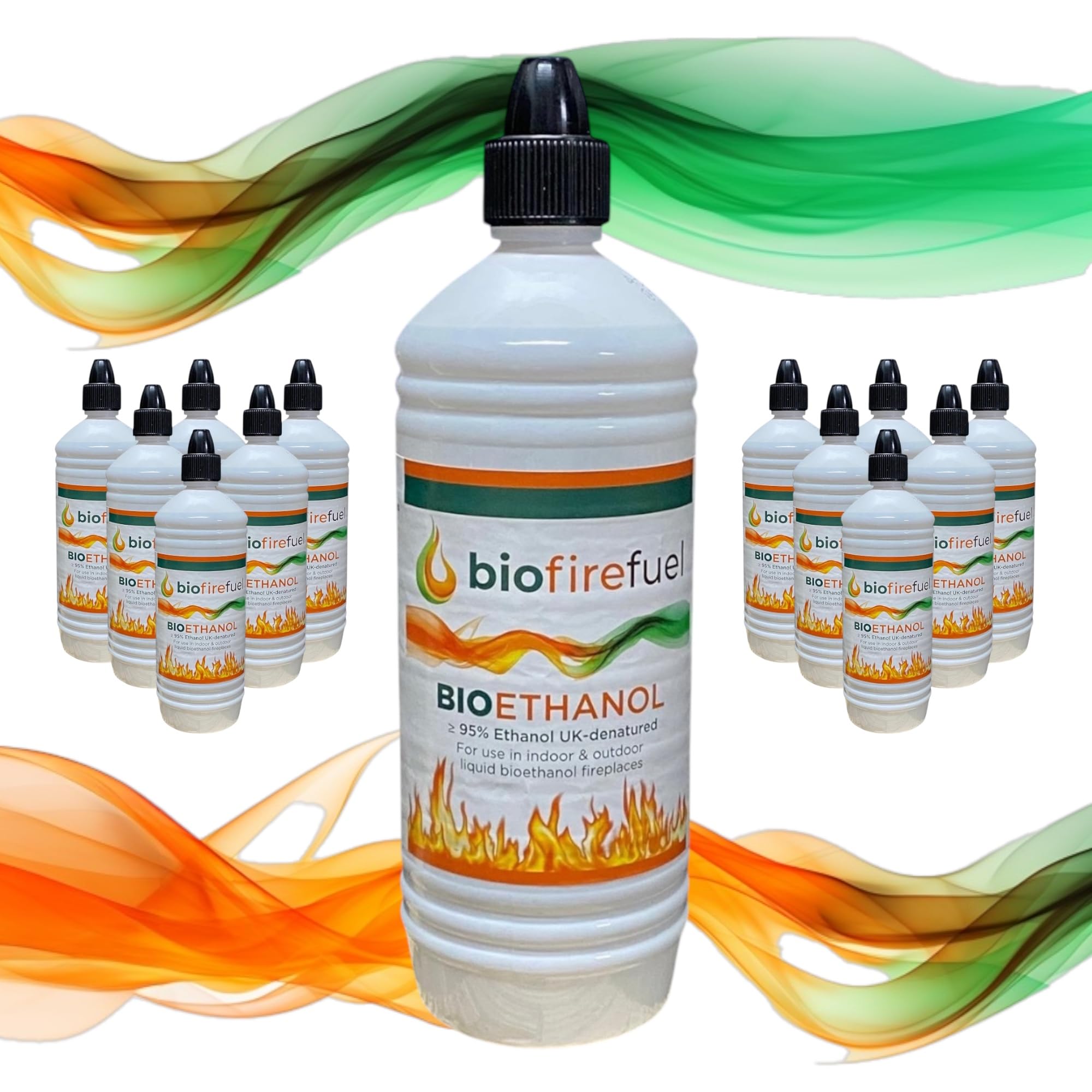 Combustibile a bioetanolo di alta qualità (12 litri) per camini, bracieri, bruciatori e stufe, combustibile liquido ad alta purezza, per uso interno ed esterno, con beccuccio Easy pour biofirefuel