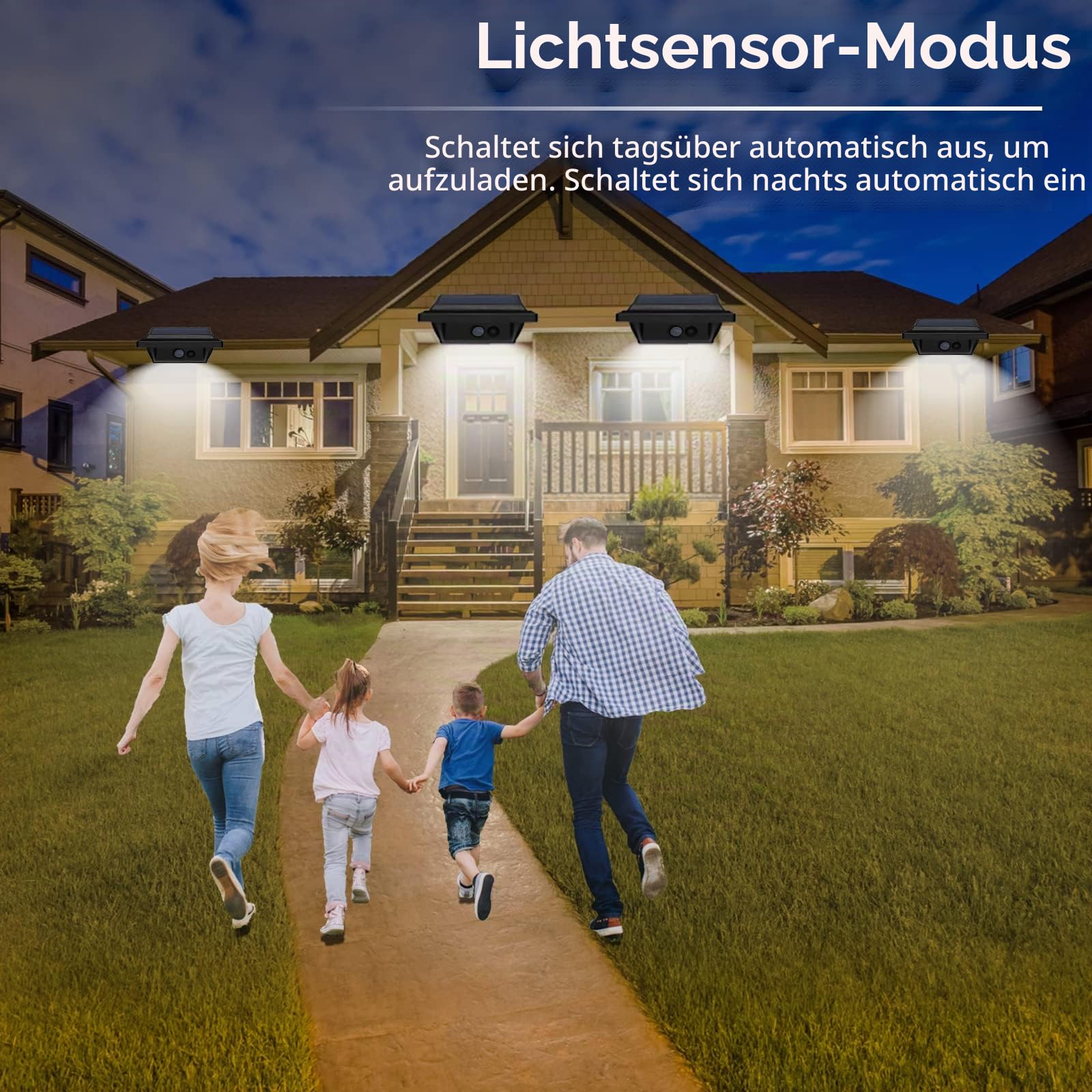 Dachrinne Solarleuchte mit Bewegungsmelder 40 LEDs | Solarlampen für Außen | Schwarz Gartenbeleuchtung Kaltweißes Solarlicht, 3W PIR Sicherheitswandleuchte Außenlampe für Garage, Patio