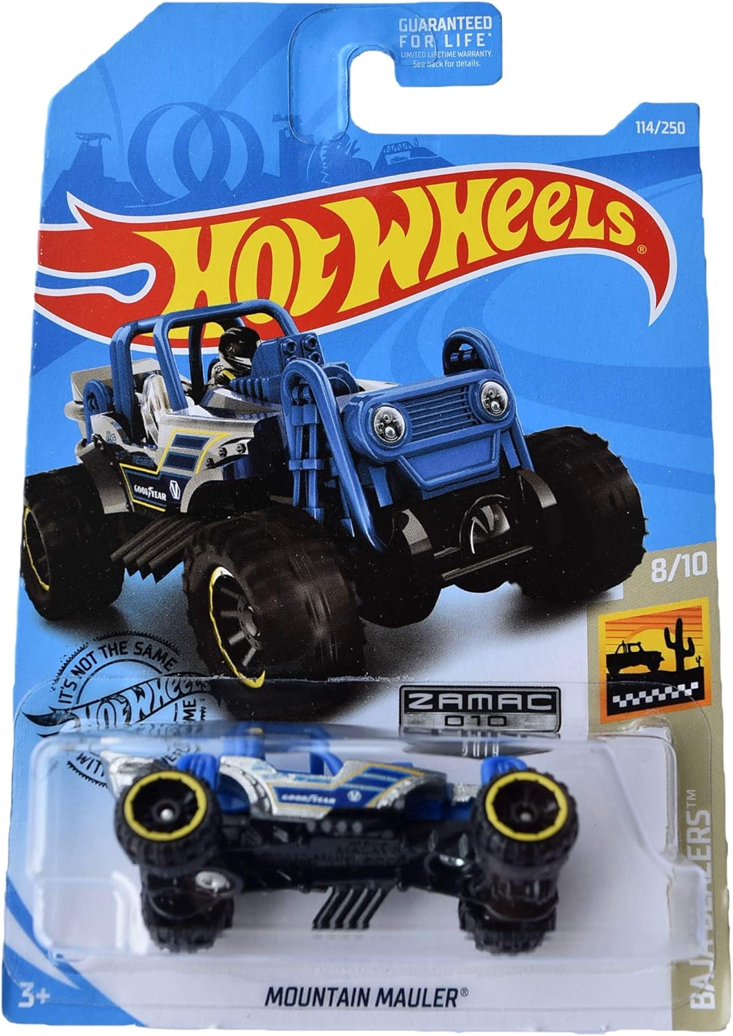 Hot Wheels Mountain Mauler 114/250, Baja Blazers 8/10 - Blue Truck - 1/64 Scale - Remote Control - Zamac Series