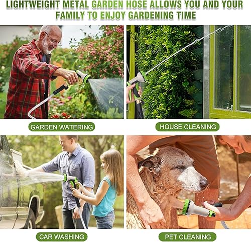 Miniatura 7 de Manguera de jardín de metal de 75 pies  Manguera de acero inoxidable 304 flexible, ligera, resistente con boquilla libre de 10 vías  Accesorios