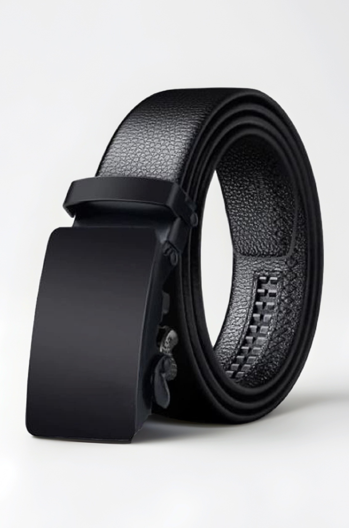 Men's Faux Leather Belt Automatic Buckle (Black;Free Size) (Pack of 1)