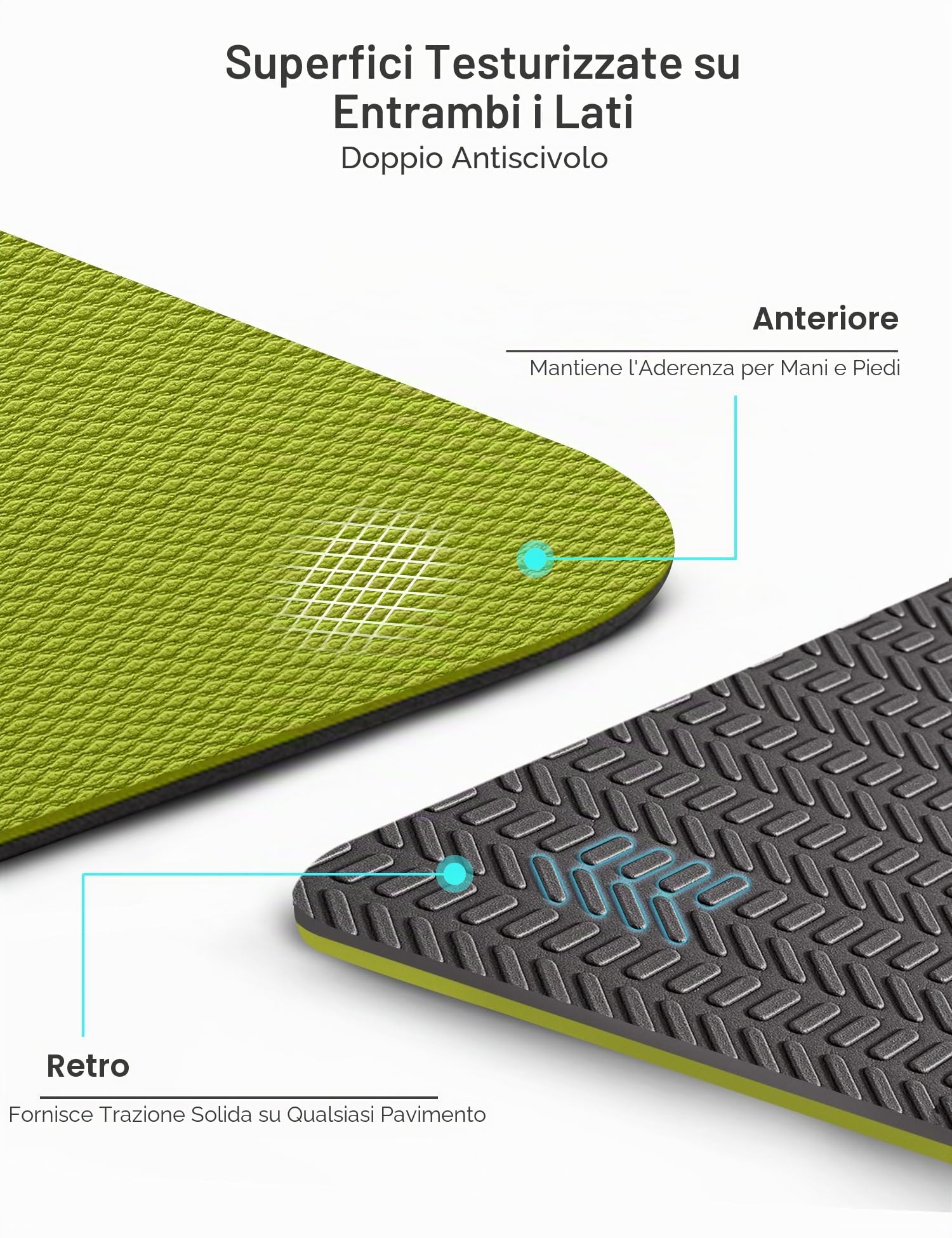 Heathyoga Tappetino da Yoga, la Linea Sistema di allineamento, Antiscivolo e Resistente, ottimale ammortizzamento, Splendido Design a Doppio Strato! Dimensioni: 183 x 66 cm, Altezza: 0,6 cm.