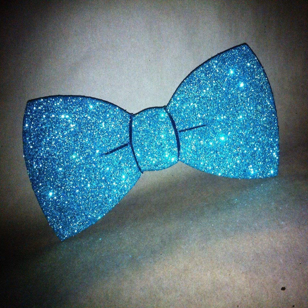 Sparkling personalized bow tie or bow decoration for little man baby showers, baby boy showers, gender reveals, birthday parties, and more!
