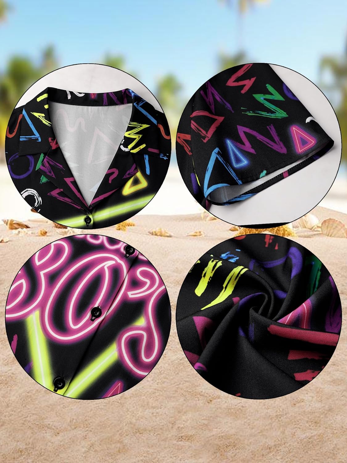 MYMORE 80s 90s Outfits for Women Retro 80's Print Short Sleeve Button Down Shirt Disco Party Hawaiian Shirts - Image 6