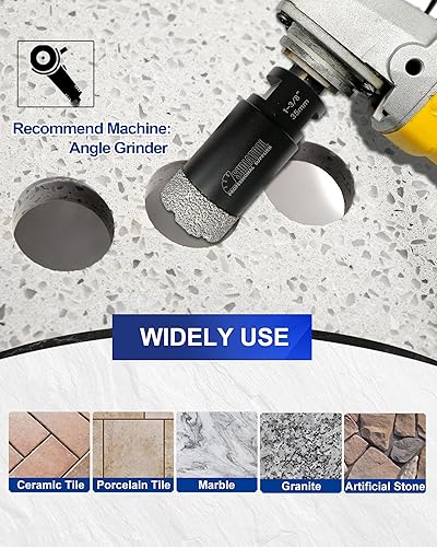 Miniatura 3 de SHDIATOOL Brocas de diamante de 58 pulgadas para azulejos de cerámica, cerámica, mármol, núcleo de ladrillo, sierra de agujero con eje de 58