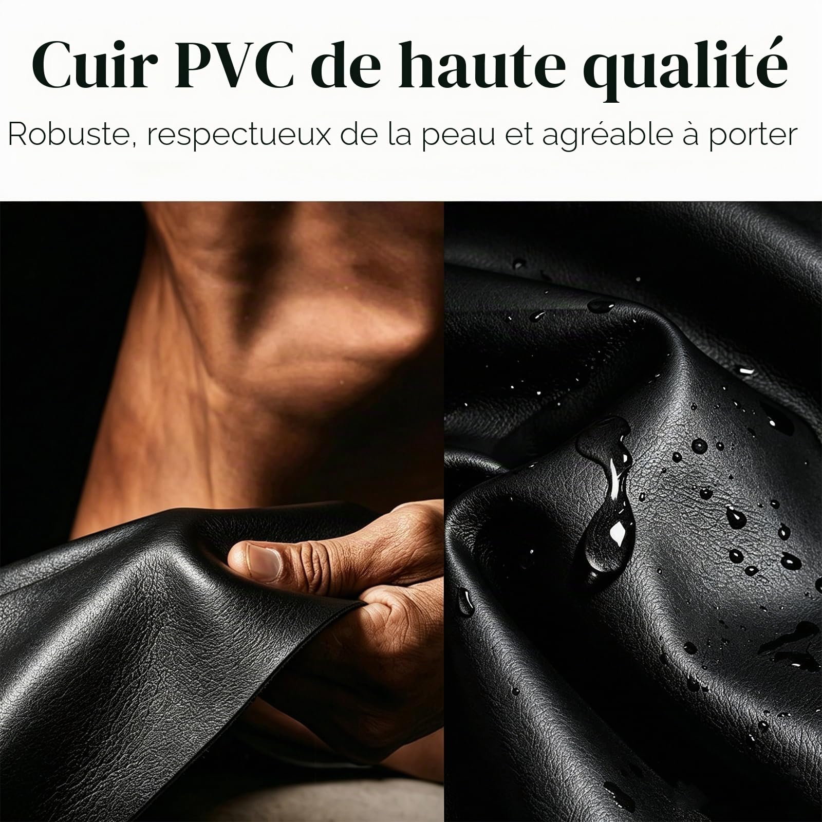 Collier en Cuir Corset Ras du Cou BDSM de Retenue pour Hommes et Femmes, Bondage pour le Sexe, Noir