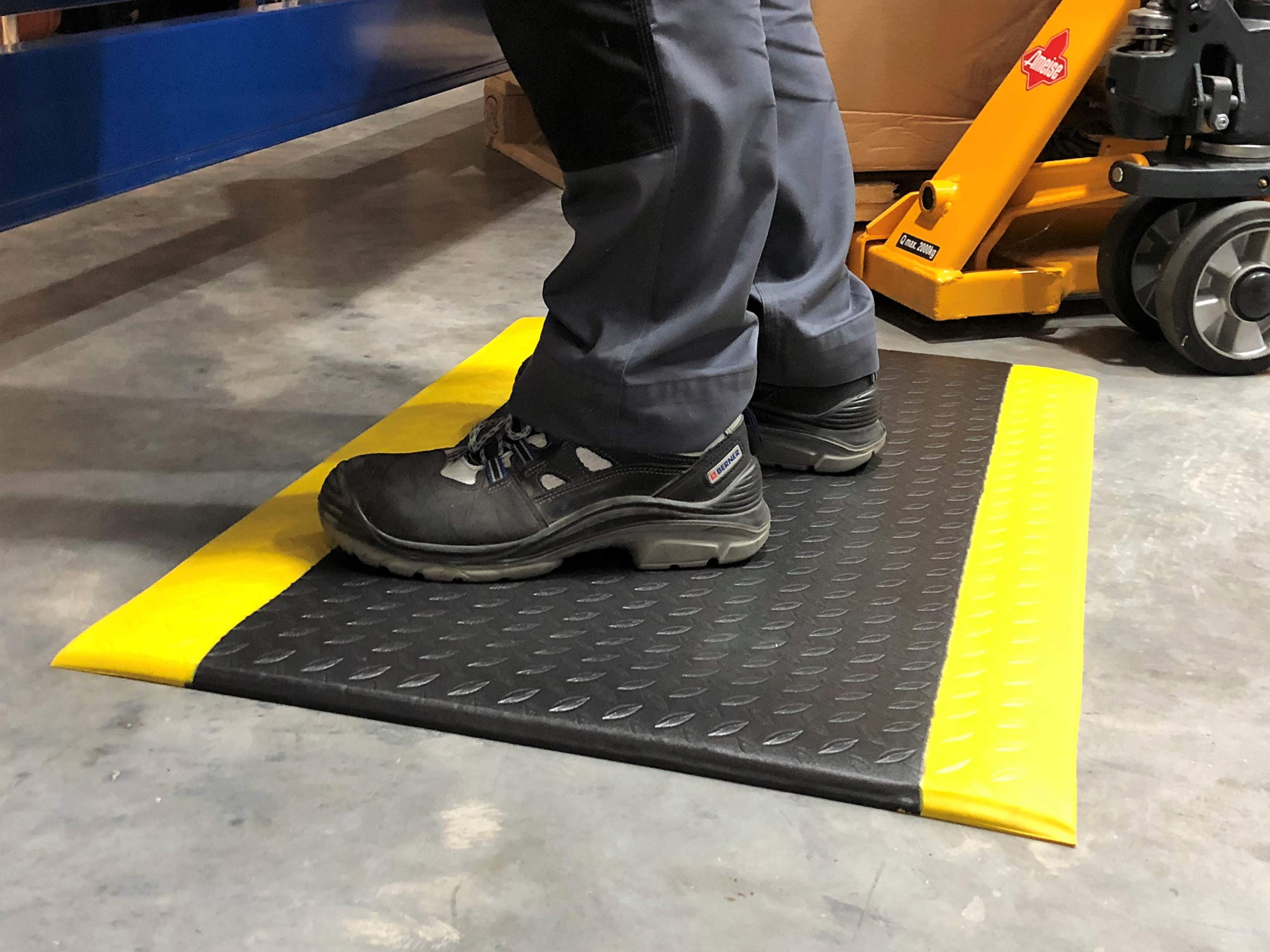 Global Mats - Anti Ermüdungsmatte 2-lagig 600x1000x14 mm Rautenprofil gelb/schwarz