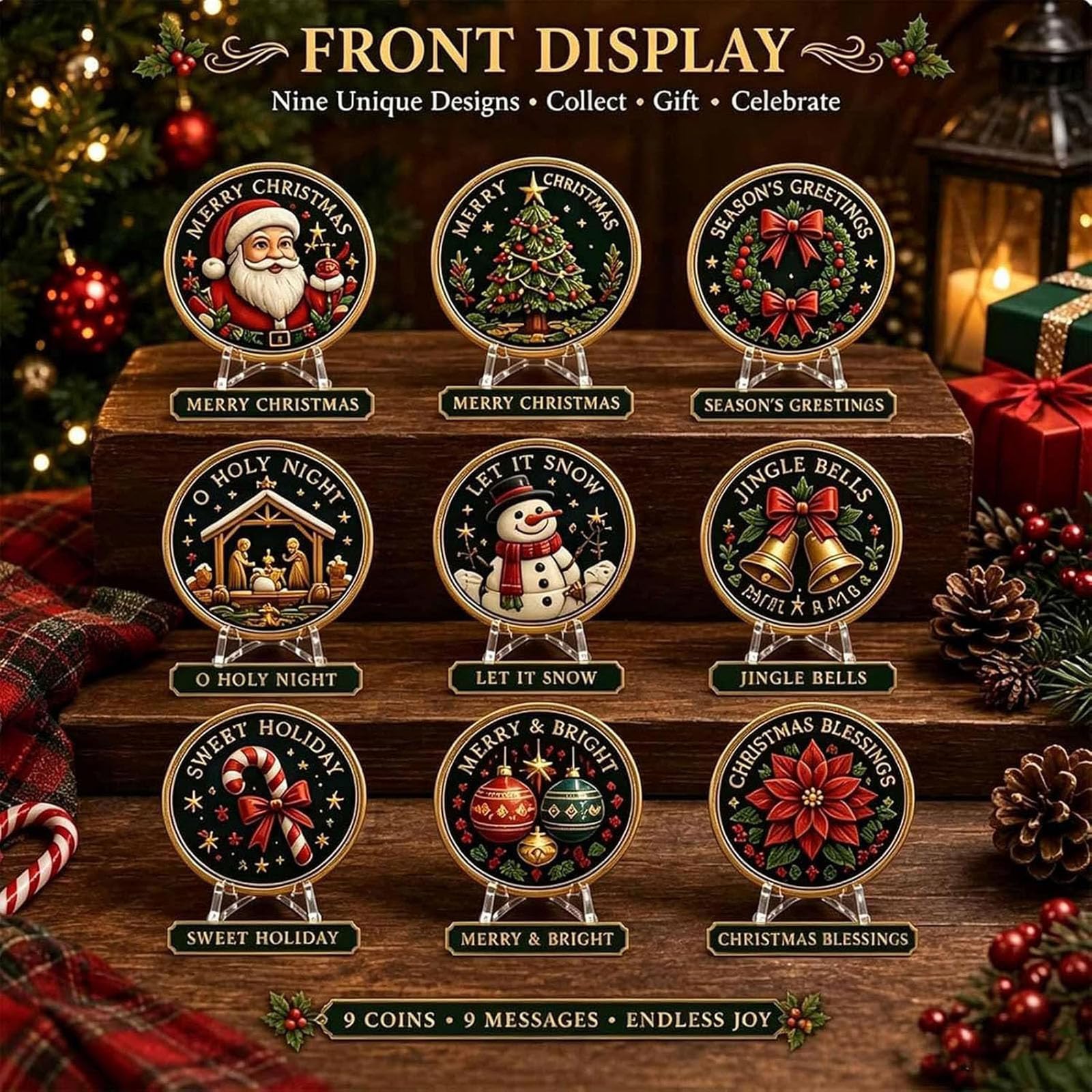 Collezione di Monete Commemorative Natalizie, Set da 9 Pezzi (2pc)