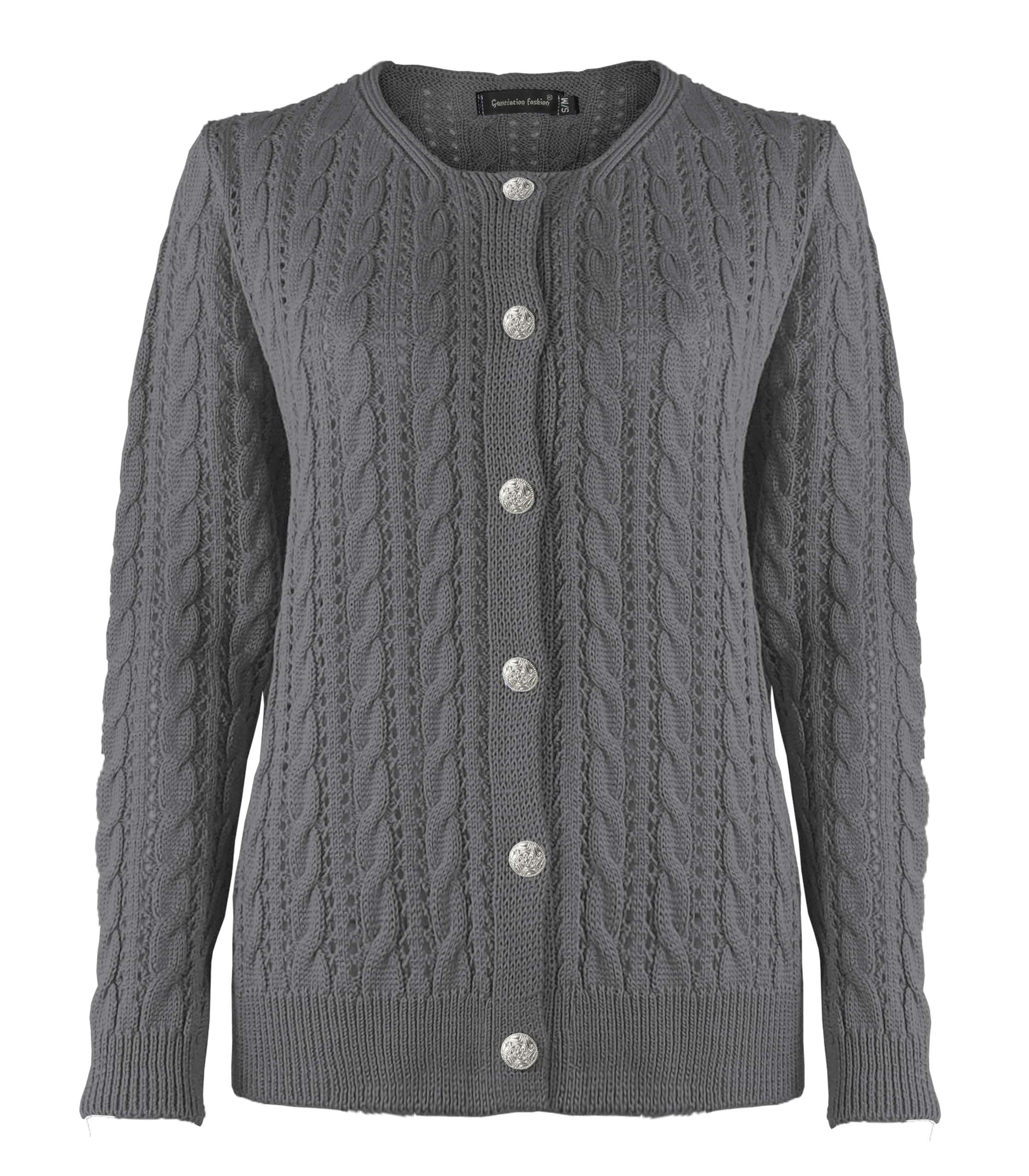 Top Vendor Women's Black New Cable Knit Button Cardigan Knitted Long Sleeve Top Sweater Jumper [,L-Xl]