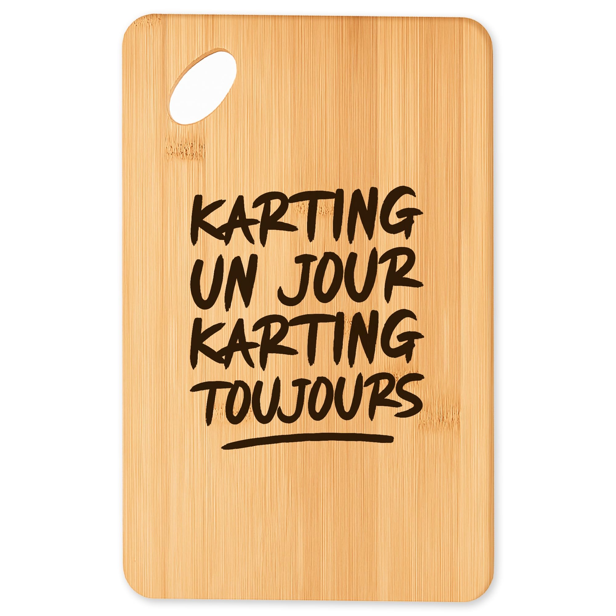 Planche à découper Karting, le cadeau original de cuisine