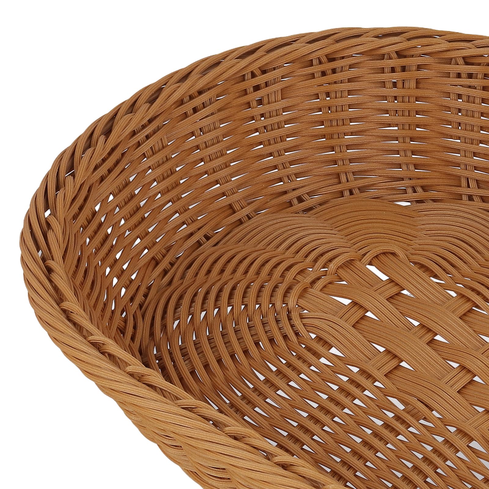 SINJEUN 3 sztuki, 35 x 25 x 7 cm, brązowy, owalny kosz wiklinowy, pleciony kosz na pieczywo, na żywność, owoce, kosmetyki, do kuchni i przechowywania, 3 sztuki