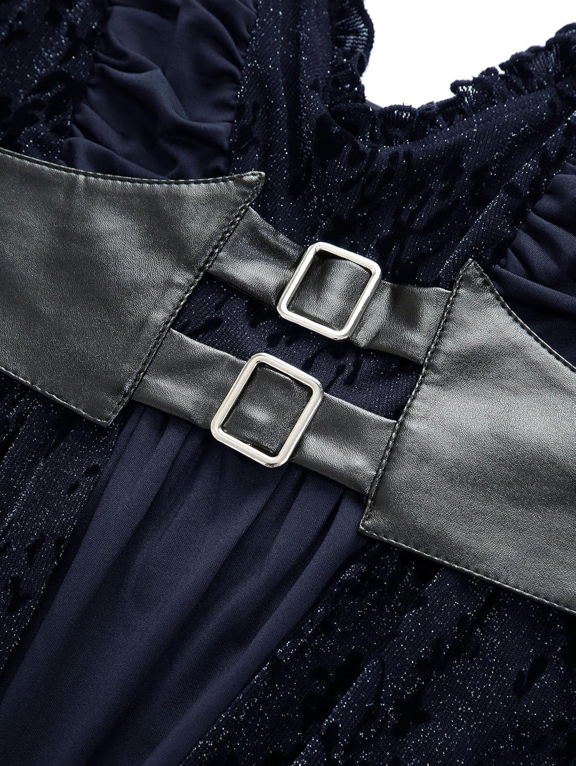 ROSE GAL Women Plus Size Sleeveless Glitter Floral Flocking Layered High Low A Line Midi Goth Dress - Image 3