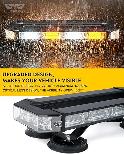 Miniatura 2 de LUMENIX Barra de Luz Estroboscópica de Emergencia para Techo de 72 LED con Panel de Control Base Magnética Baliza de Advertencia Intermitente