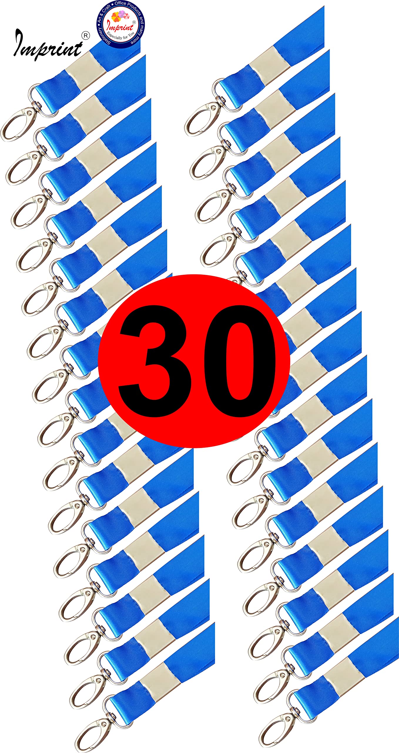 IMPRINT Lanyard For ID Card Holder, Blue Colour, Made of Satin Cloth, Pack of 30 Pieces 2