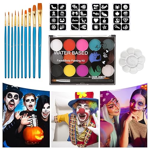 Kit de pintura facial de 15 colores, paleta de maquillaje SFX activada por agua, paleta de pintura para cosplay, Halloween, segura y no tóxica, disponible en Yaxa Venezuela